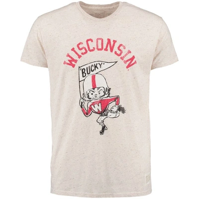 Retro Brand Original  Natural Wisconsin Badgers Vintage Tri-blend T-shirt