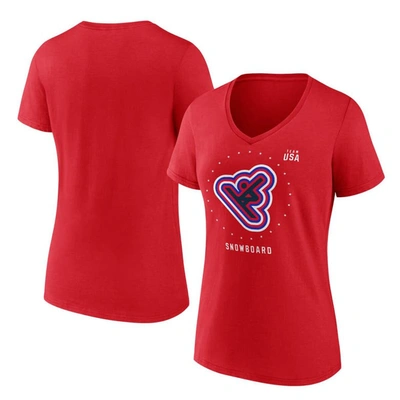 Fanatics Branded Red Team Usa Snowboard V-neck T-shirt