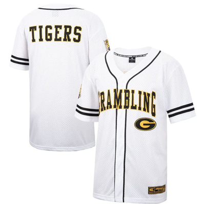 Colosseum White Grambling Tigers Free Spirited Mesh Button-up Baseball Jersey