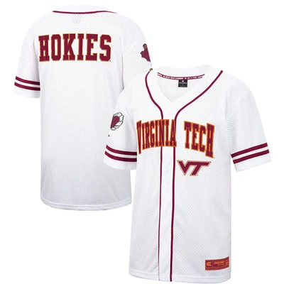 Colosseum White Virginia Tech Hokies Free Spirited Mesh Button-up Baseball Jersey