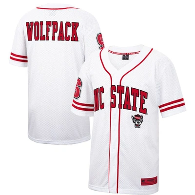 Colosseum White Nc State Wolfpack Free Spirited Mesh Button-up Baseball Jersey