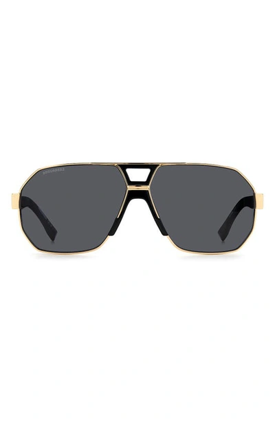 Dsquared2 63mm Aviator Sunglasses In Gold Black / Grey