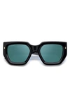 Dsquared2 53mm Rectangular Sunglasses In Black Tea / Green Mirror