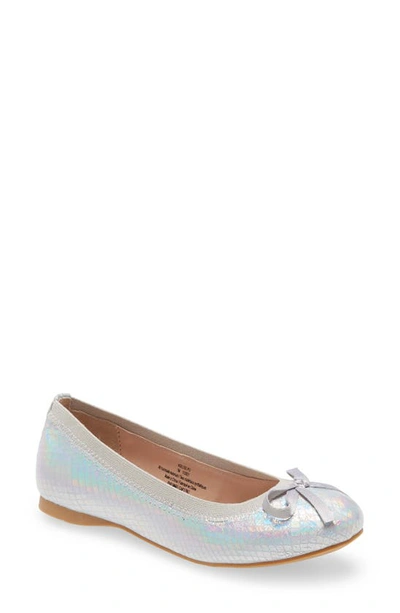 Nordstrom Kids' Elise Ballet Flat In Silver Textured Metallic