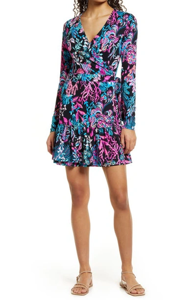 Lilly Pulitzer Misha Print Long Sleeve Romper In Onyx Twilight Coral