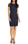 Adrianna Papell Beaded Cocktail Dress In Midnight