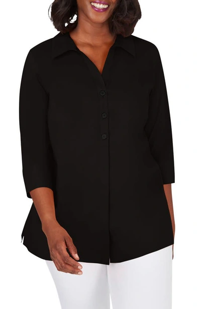 Foxcroft Pamela Non-iron Stretch Tunic Blouse In Black