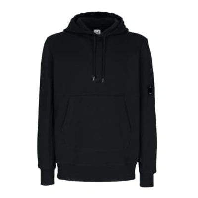 C.p. Company Diagonal Raised Fleece Hoodie Total Eclipse In Black