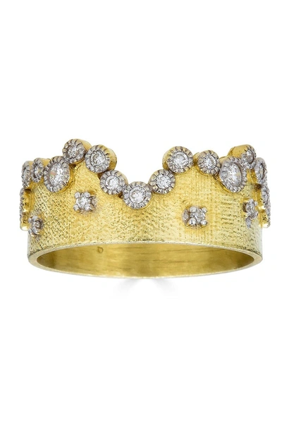 Tanya Farah Bezel Diamond Crown Ring In Gold