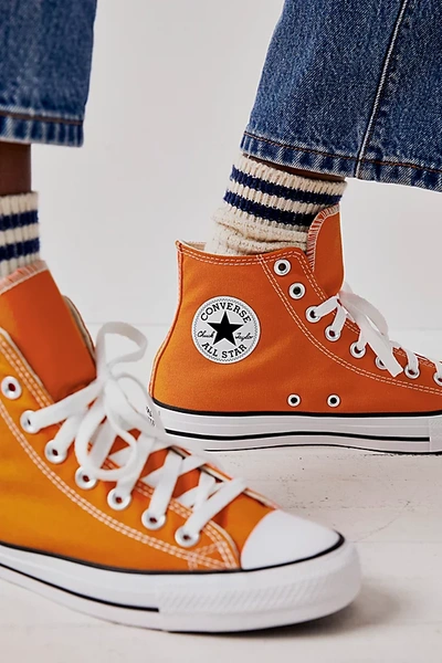 Converse Chuck Taylor All Star Hi Canvas Sneakers In Fire Opal-orange In  Orange/white/black | ModeSens