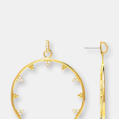 Rivka Friedman Cubic Zirconia Front Facing Hoop Cluster Earrings In Gold