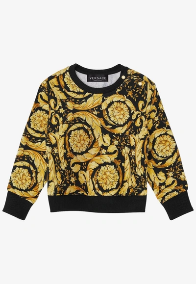 Versace Baby Barocco Printed Sweatshirt In Gold
