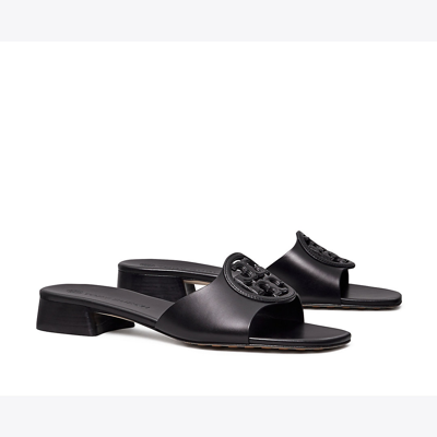 Tory Burch Women's Bombé Miller Leather Slide Sandals In Perfect Black
