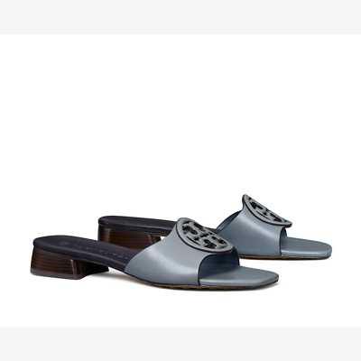 Tory Burch Bombe Miller Medallion Slide Sandals In Grey