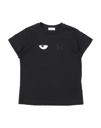 Chiara Ferragni Kids' T-shirt With Eyestar Embroidery In Black