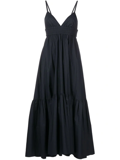 A.l.c Rhodes Smocked Cotton Maxi Dress In Navy