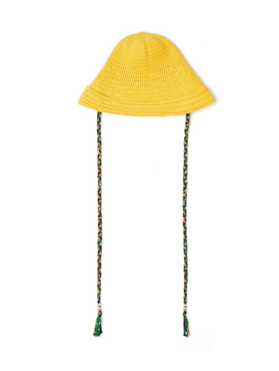 Alanui Beach Break Crocheted Cotton Bucket Hat In Giallo