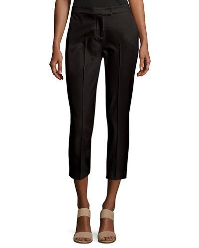 Misook Collection Petite Stretch-cotton Cropped Pants In Black