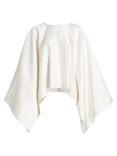 The Row Dalel Oversized Cape-sleeve Duchess-silk Top In Avorio