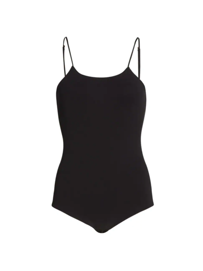 The Row Folly Stretch Silk Bodysuit In Black