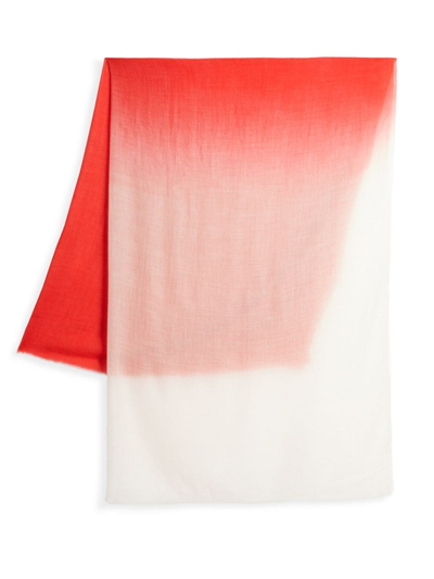 The Row Anju Dip-dye Cashmere Scarf In Ivory/red