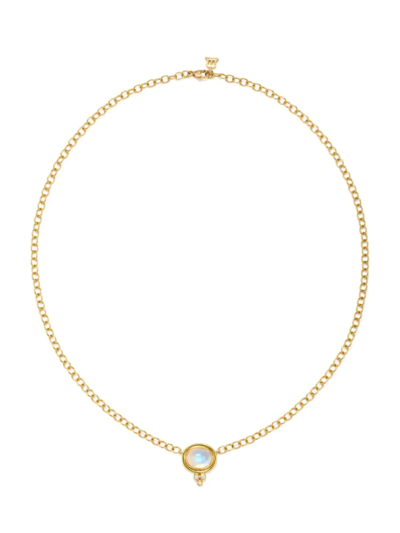 Temple St Clair Women's Classic 18k Gold, Diamond & Blue Moonstone Temple One Station Necklace