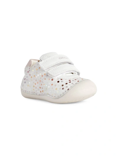 Geox Girl's Tutium Metallic Polka-dot Sneakers, Babys In White Pink