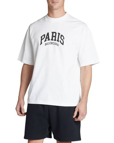 Balenciaga Cities Paris T-shirt Medium Fit In White Black