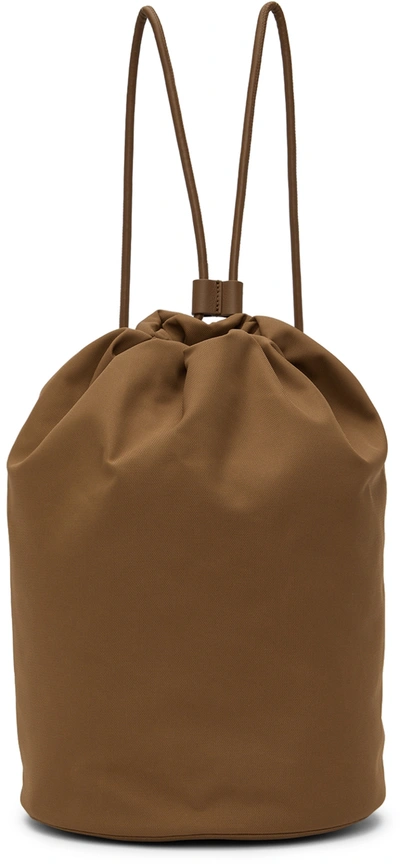 The Row Drawstring Sporty Backpack In Nylon And Leather In Tpld Taupe Pld