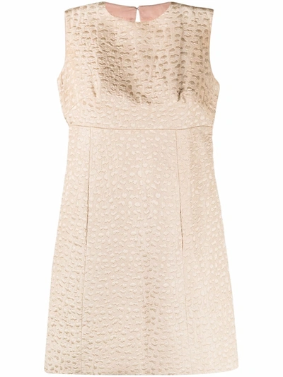 Pre-owned A.n.g.e.l.o. Vintage Cult 1960s Patterned Jacquard Sleeveless Silk Dress In Neutrals