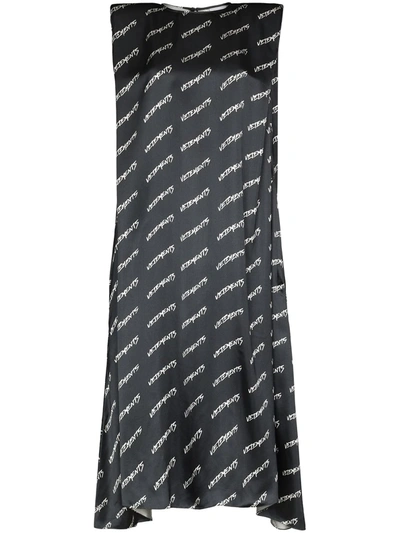 Vetements Logo-print Sleeveless Midi Dress In Black