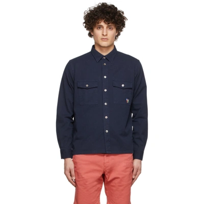 Ps By Paul Smith Navy Zebra Two-pocket Shirt In 49 Blues