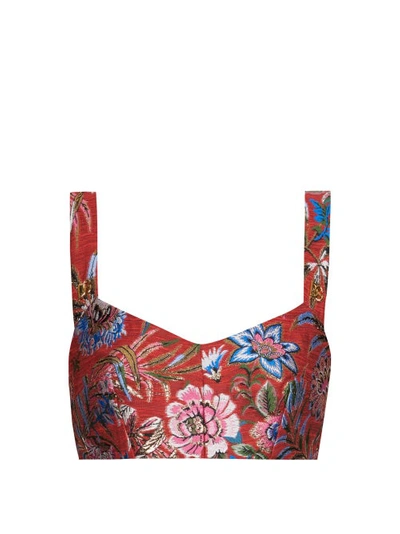Dolce & Gabbana Floral-brocade Cropped Top In Multicolor