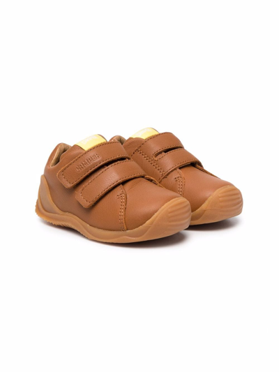 Camper Kids' Dadda Touch-strap Leather Sneakers In Brown