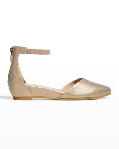 Eileen Fisher Ingle Metallic Zip Ballerina Pumps In Platinum