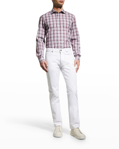 Zegna Centoquaranta Check Twill Button-up Shirt In Dk Pnk Ck