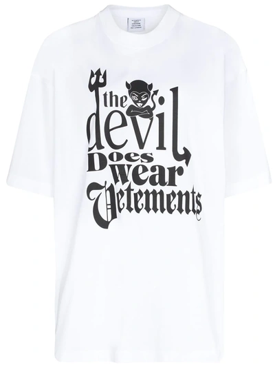 Vetements Devil Does Wear-print Cotton-jersey T-shirt In White
