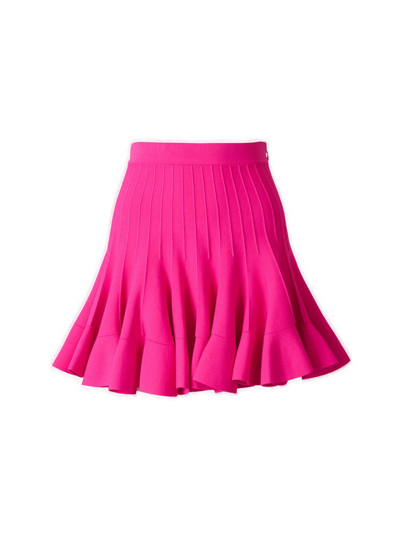 Alexander Mcqueen Ruffle Knit Mini Skirt In Bobby Pink