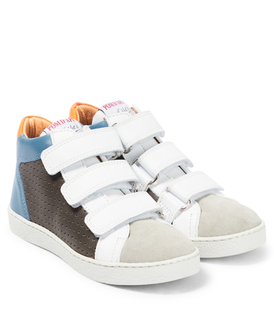 Pom D'api Kids' Multicolor Mousse Zip Sneakers In White