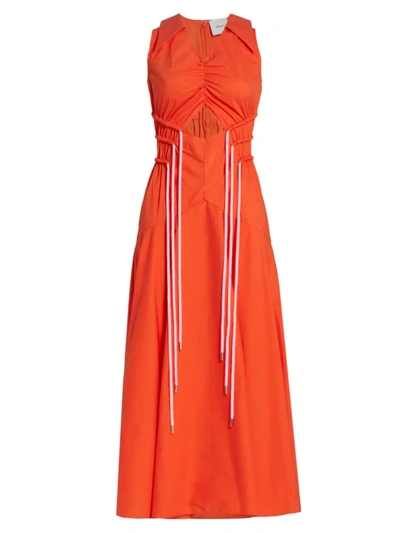 Aknvas Jackson Draw-string Cut-out Midi Dress In Orange