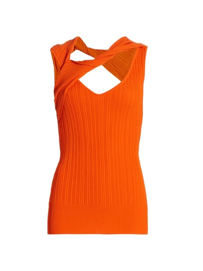 Aknvas Alba Cut-out Knit Top In Orange