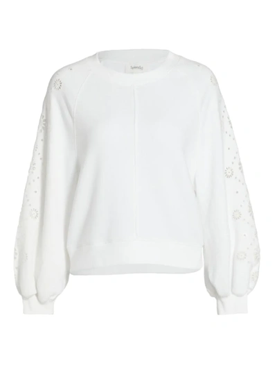 Splendid Brynn Cotton-blend Eyelet Sweatshirt In White