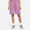 Nike Women's  Sportswear Essential Fleece High-rise Shorts In Purple