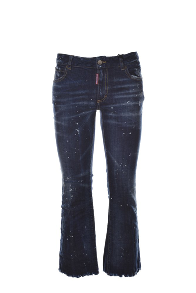 Dsquared2 Blue Flared Jeans With Paint Splatters In Light Blue