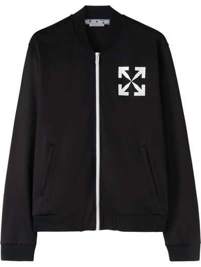 Off-white Single Arrow Nylon Blend Track Jacket In Nero