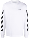 Off-white Diag Cotton Jersey Long Sleeve T-shirt In White