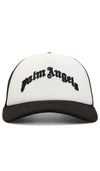 Palm Angels Curved Logo Mesh Cap In Black