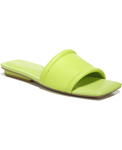 Franco Sarto Caven Womens Leather Square Toe Slide Sandals In Lime Leather