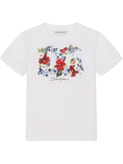 Dolce & Gabbana Baby Logo Printed Cotton T-shirt In Multicolor