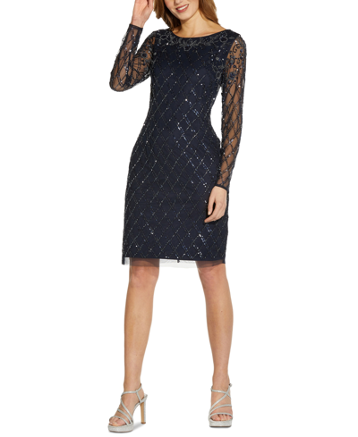Adrianna Papell Embellished Sheath Dress In Multi